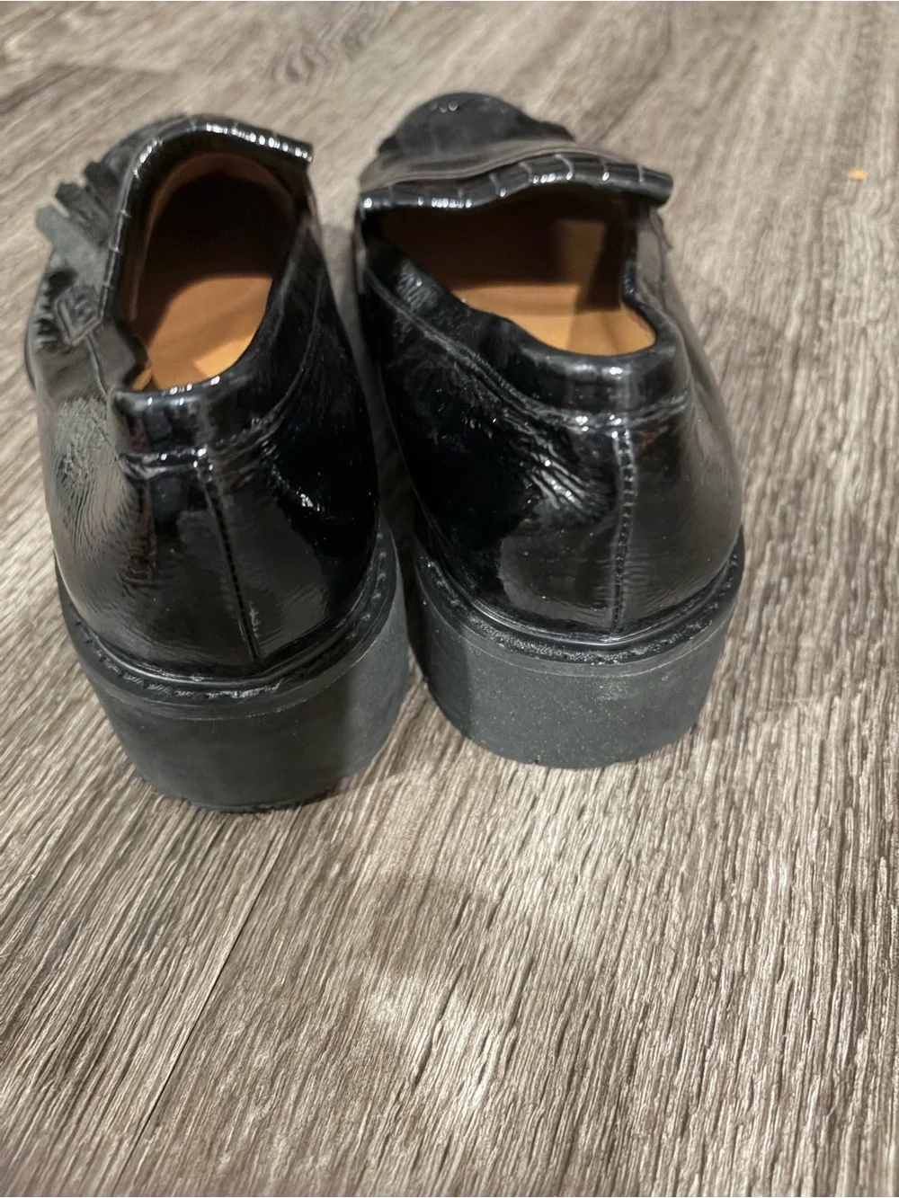Franco Sarto Women's Black Leather Fringe Loafer Flats Slip-On 6.5 NEW